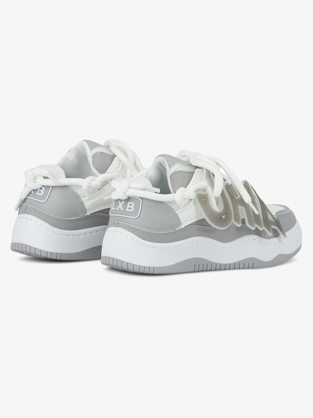 Glow Graffiti Sneaker – Grau, von hinten 3/4 | XoKool