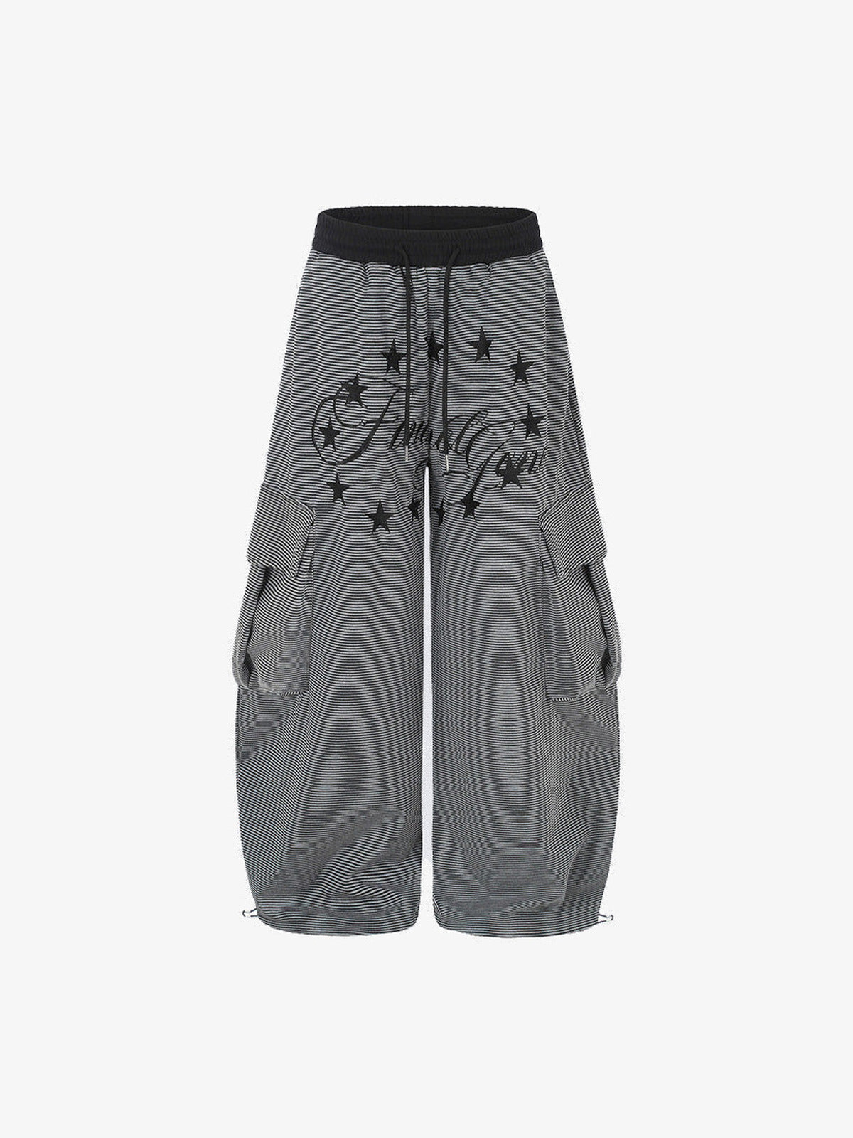 Striped Cargo Sweatpants with Star Print – Front flat | XoKool