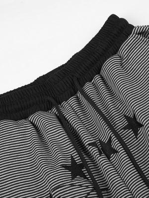 Striped Cargo Sweatpants with Star Print – Waistband and star print close-up | XoKool