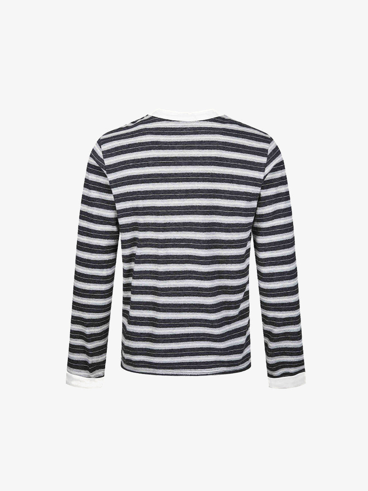 Gestreiftes Henley – Marineblau gestreift, Rückansicht | XoKool