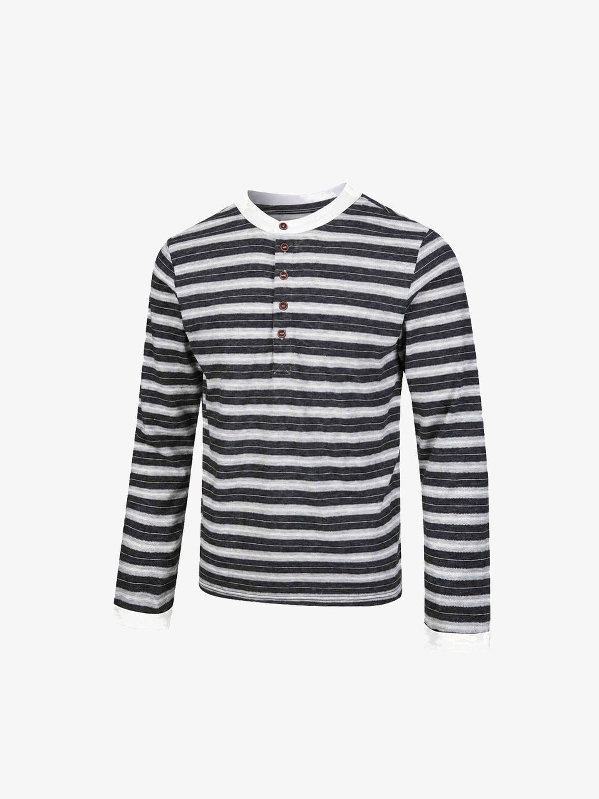 Gestreiftes Henley – Marineblau gestreift, Vorderansicht (alternativ) | XoKool