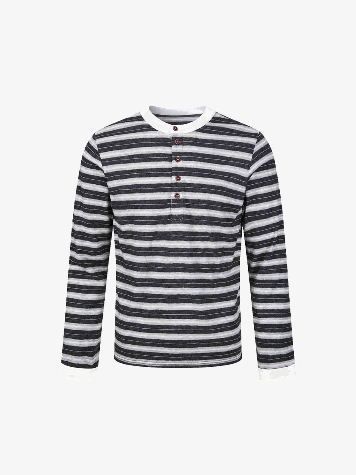 Gestreiftes Henley Longsleeve – Marineblau gestreift, Vorderansicht | XoKool