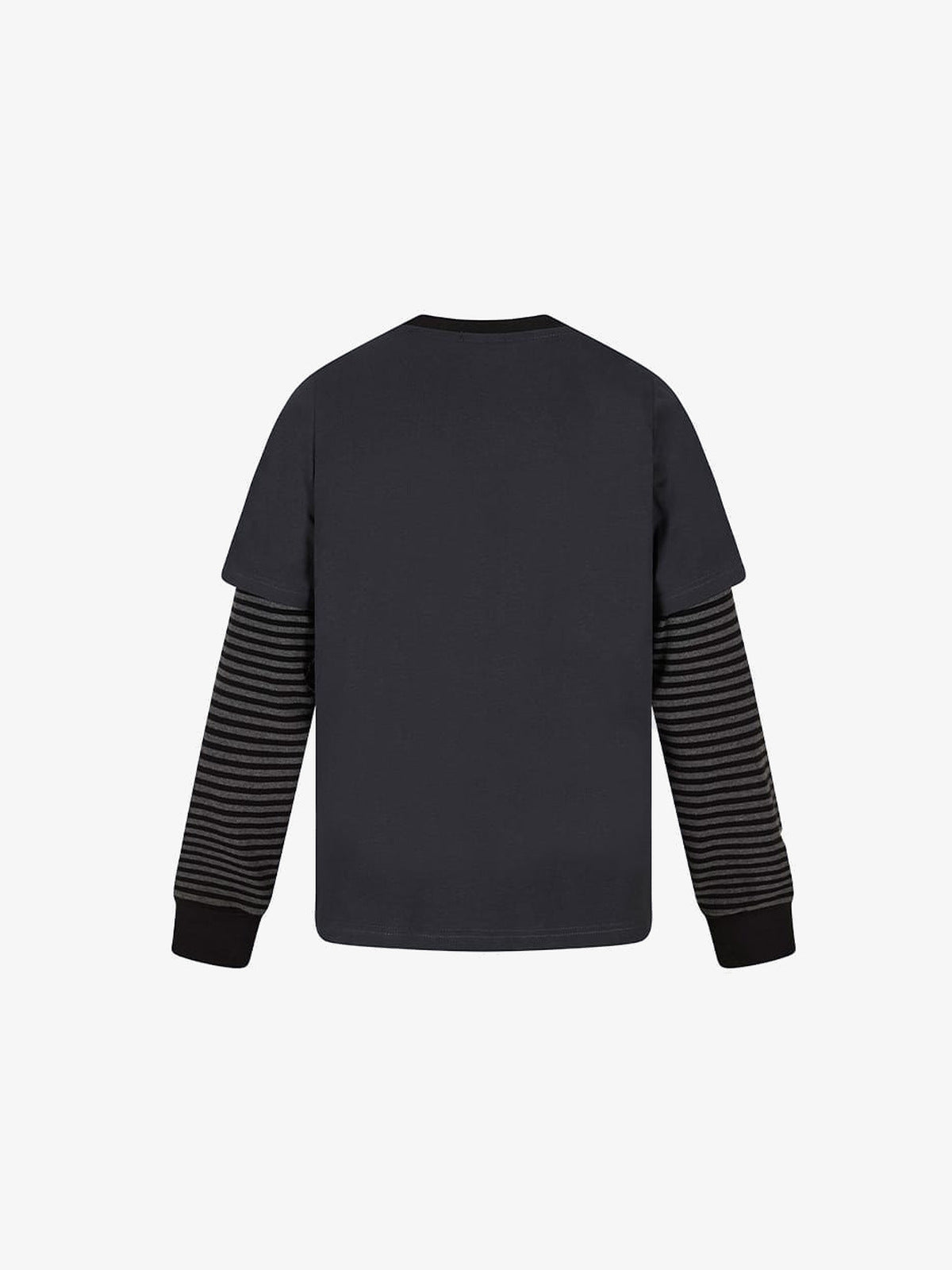 Layered T-Shirt mit gestreiften Ärmeln – Schwarz, Rückansicht | XoKool