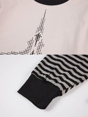 Layered T-Shirt mit gestreiften Ärmeln – Print und gestreiftes Bündchen im Detail | XoKool