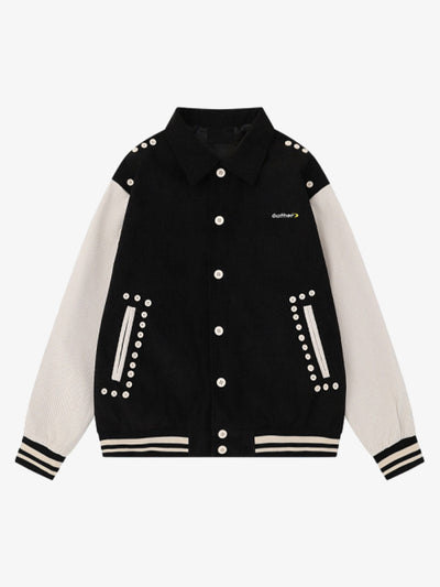 Studded Corduroy Varsity Jacket
