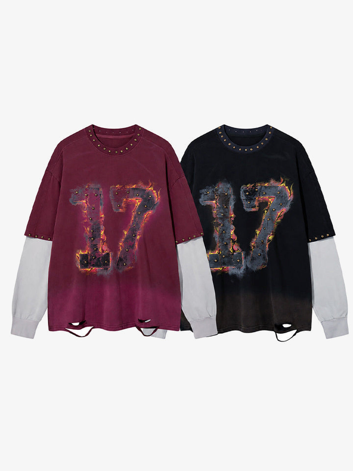 Studded Flame Longsleeve – beide Farben, Vorderseite | XoKool