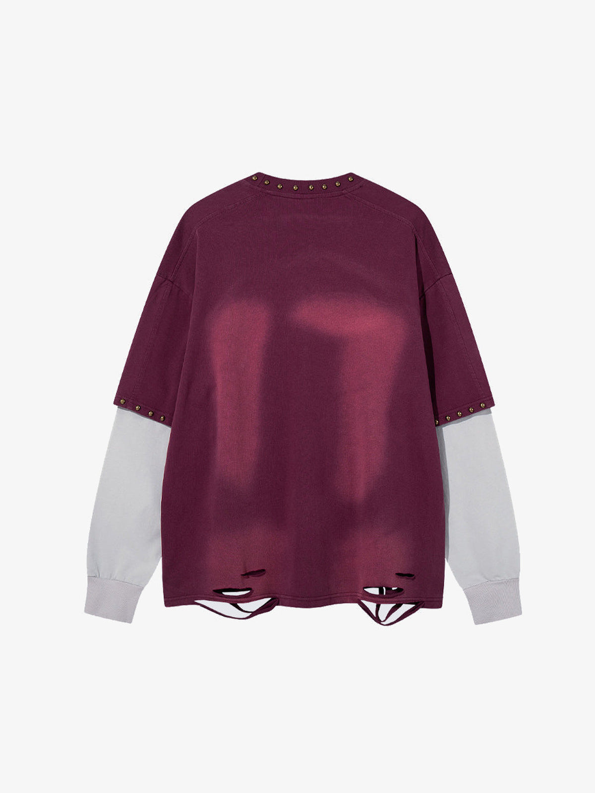 Studded Flame 17 Layered Longsleeve – Burgunderrot, Rückansicht | XoKool