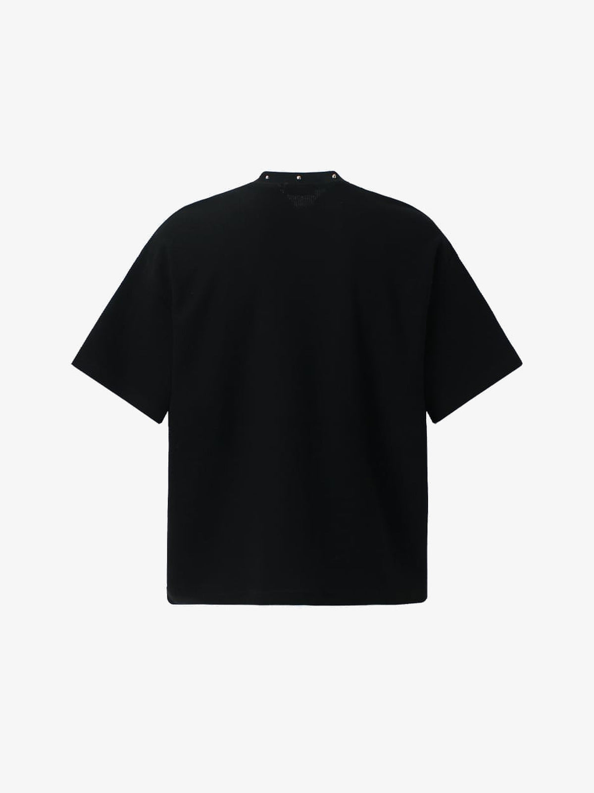 Studded Neckline Tee with Faded Portrait Grid – back, flat | XoKool