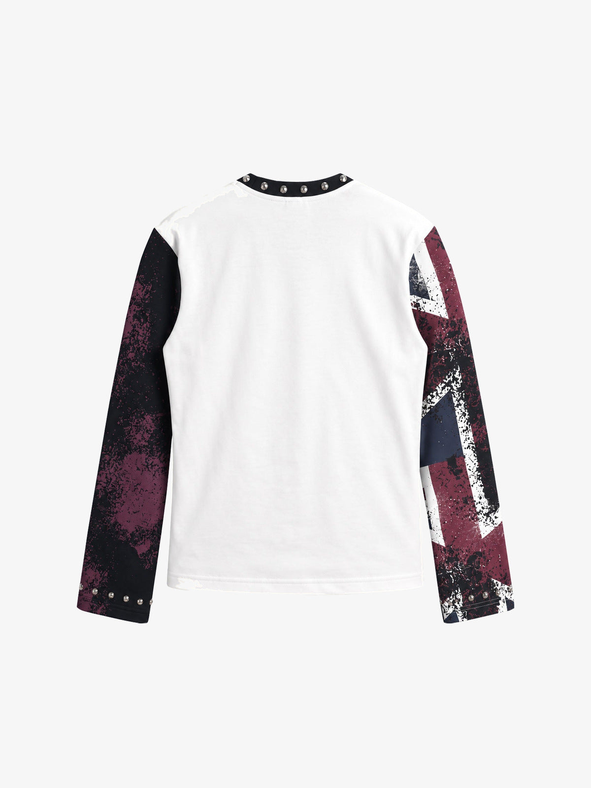 Studded Punk Long Sleeve Tee with Flag Sleeve – back view | XoKool