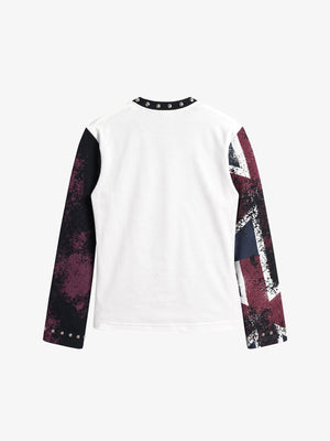 Studded Punk Long Sleeve Tee with Flag Sleeve – back view | XoKool