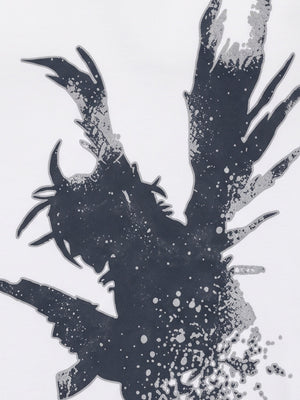 Studded Punk Long Sleeve Tee with Flag Sleeve – bird graphic close-up | XoKool