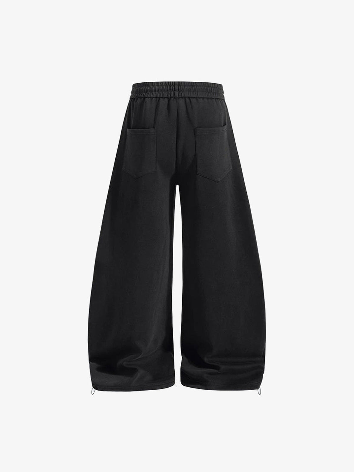 Barrel Leg Jogginghose mit Nieten und Totenkopf-Print – Schwarz, Rückseite flach | XoKool