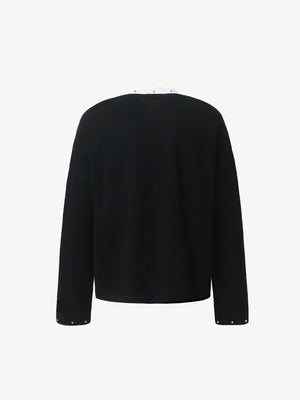 Waffelstrick Longsleeve mit Nieten und Lips Print – Rückseite | XoKool