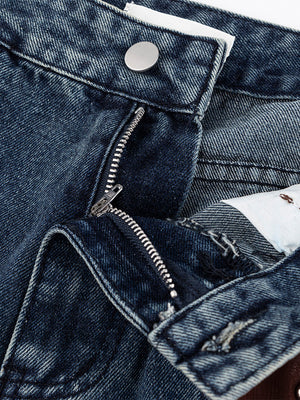 Wide Leg Jeans mit Nieten – Nahaufnahme vom Reißverschluss | XoKool