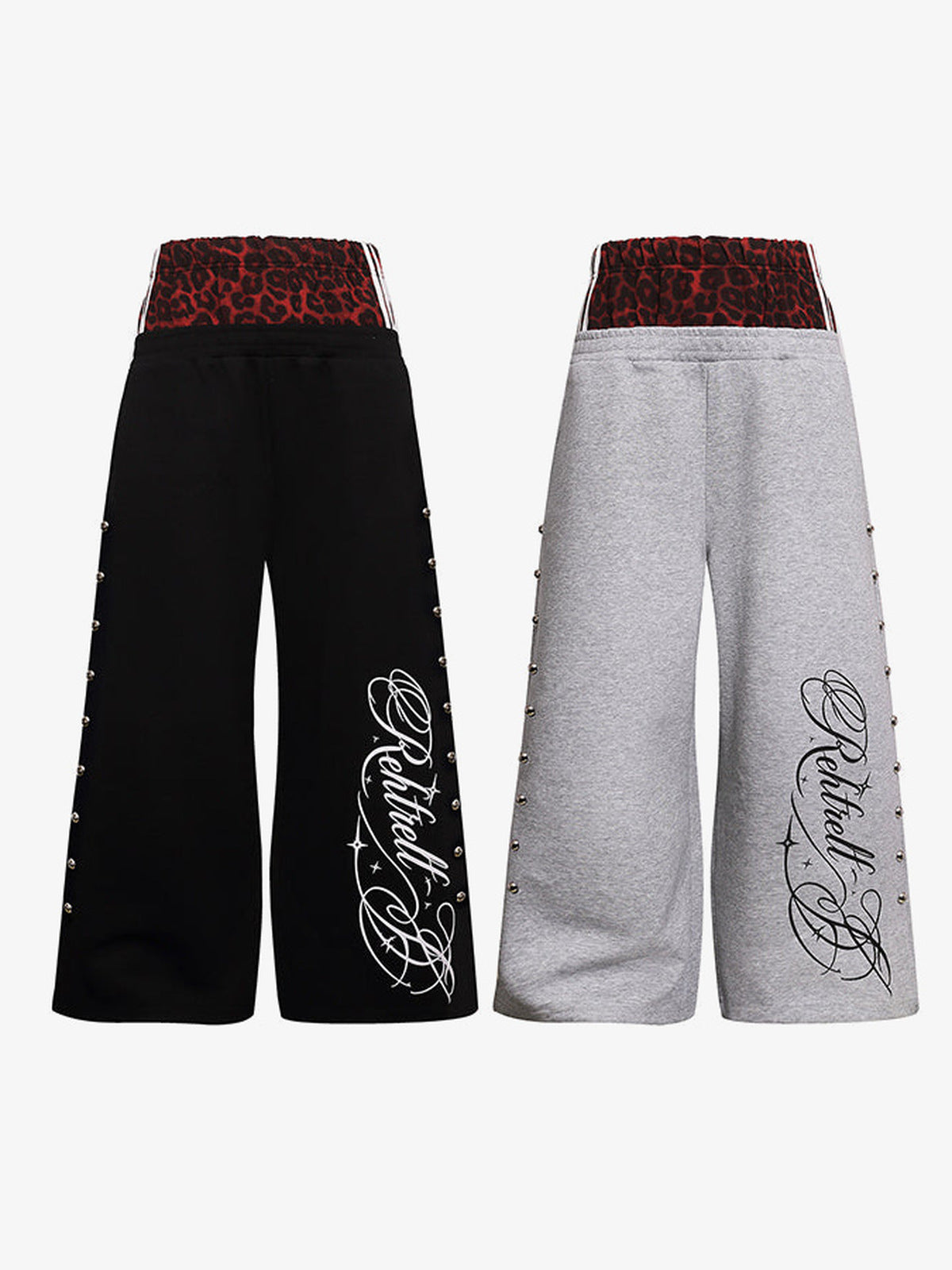 Studded sweatpants – Black and Grey, side by side | XoKool
