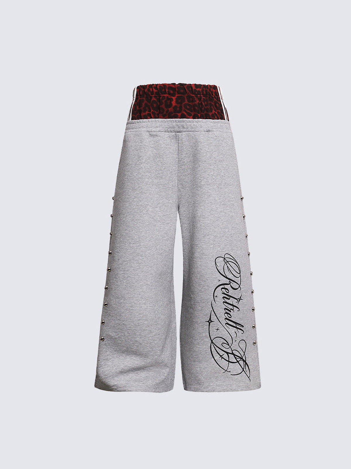 Studded sweatpants – Grey, front view | XoKool