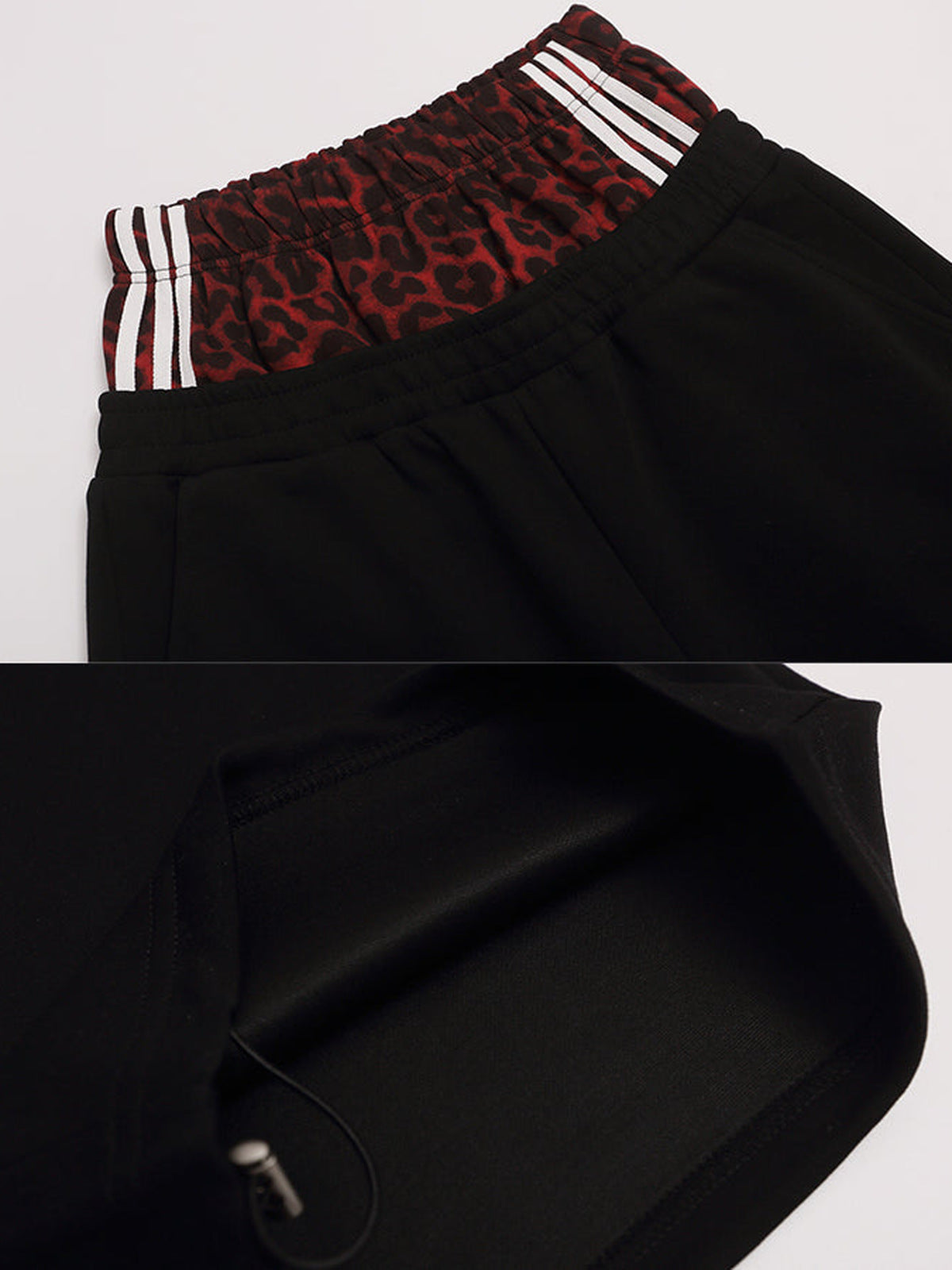 Studded sweatpants – leopard waistband and inner pocket close-up | XoKool