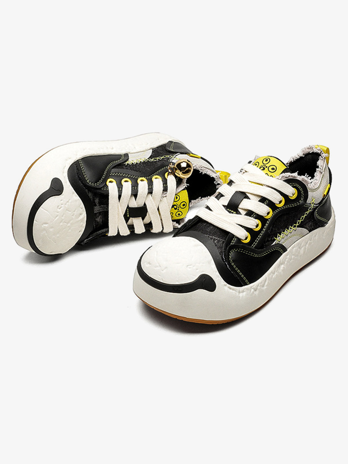 Big toe patchwork sneakers – Black pair, top and sole | XoKool