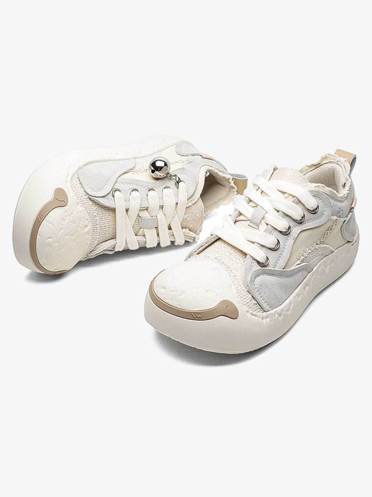 Big toe patchwork sneakers – Cream pair | XoKool