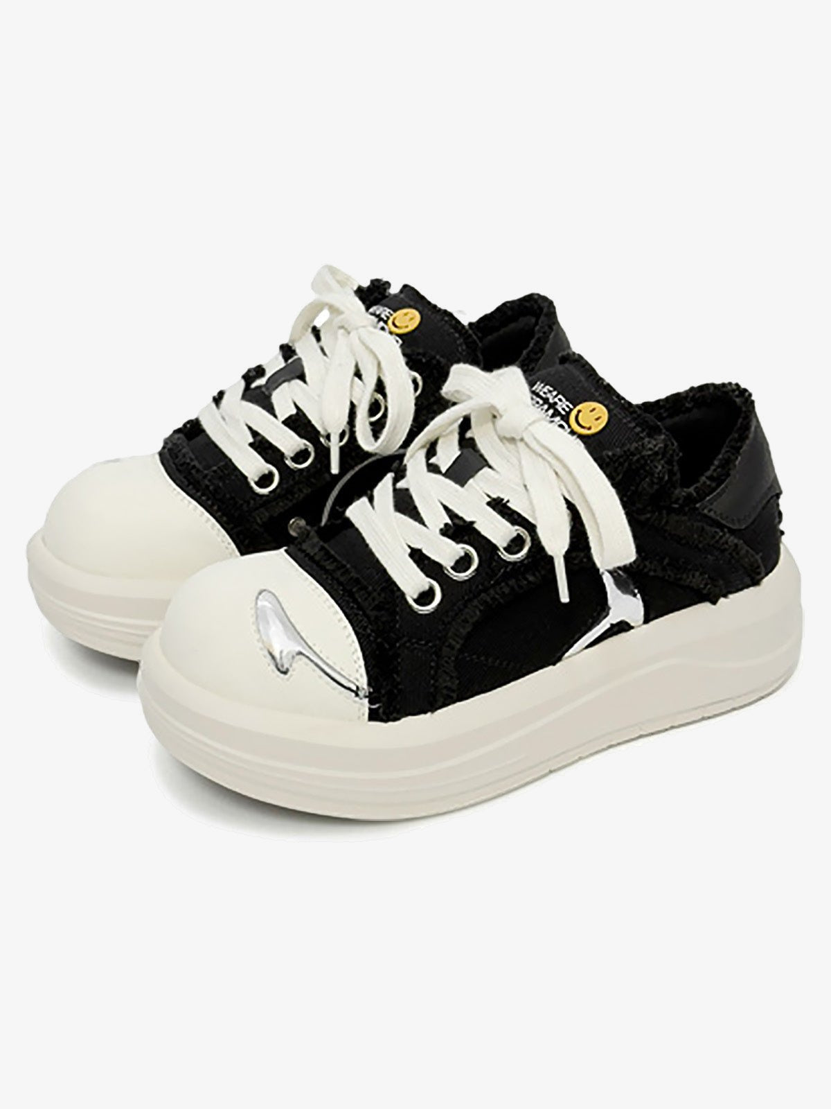 Black and Pink Platform Sneakers with Silver Accent – Black And White pair | XoKool