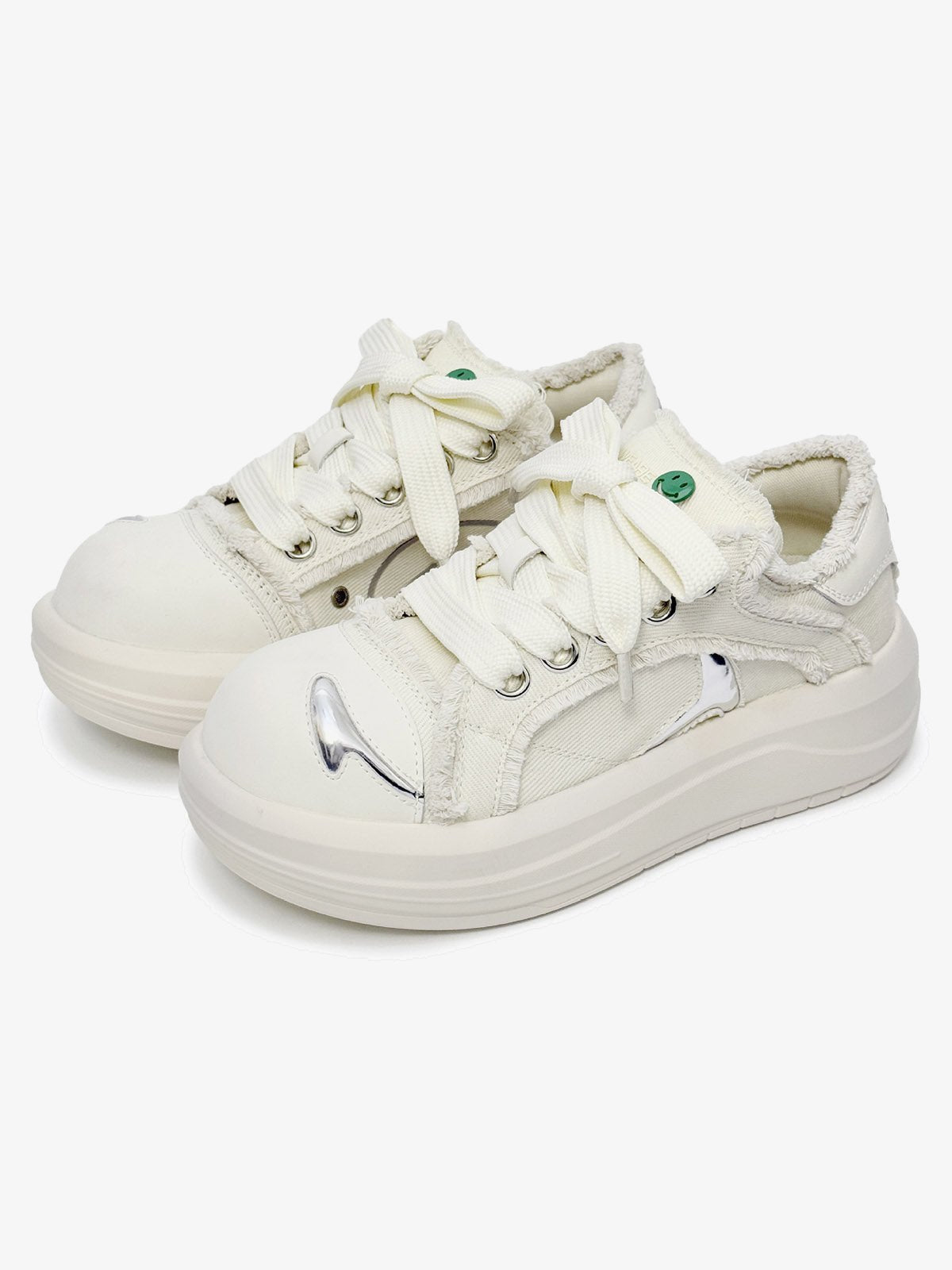 Black and Pink Platform Sneakers with Silver Accent – Cream pair | XoKool