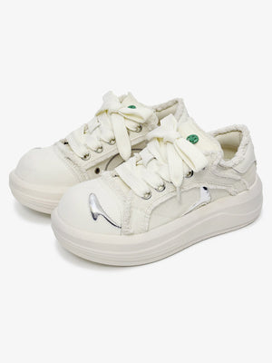 Black and Pink Platform Sneakers with Silver Accent – Cream pair | XoKool