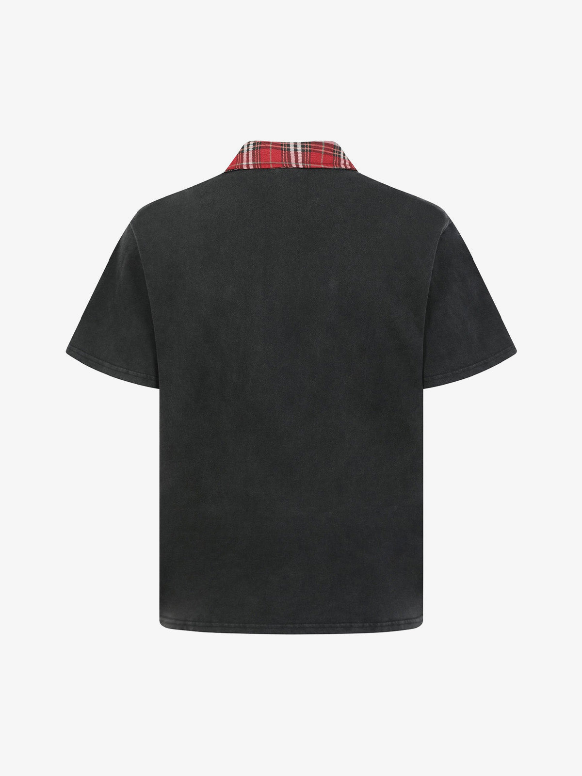 Washed Black Poloshirt mit Half Zip und Karo-Kragen – Rückansicht | XoKool