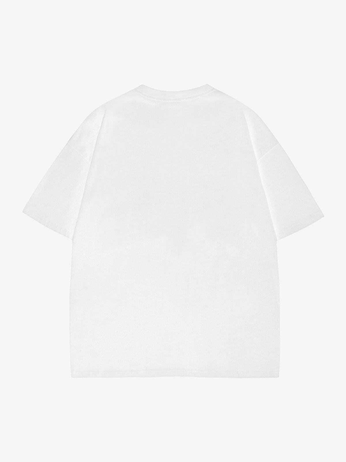 T-Shirt mit Denim-Schmetterlings-Patch und Airbrush-Glow – Weiß, Rückansicht | XoKool