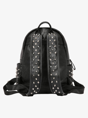 Mochila de cuero sintético efecto cocodrilo con tachuelas – vista trasera, tirantes con tachuelas | XoKool
