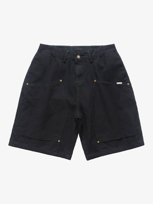 Shorts carpenter de canvas – Negro, vista frontal plana | XoKool