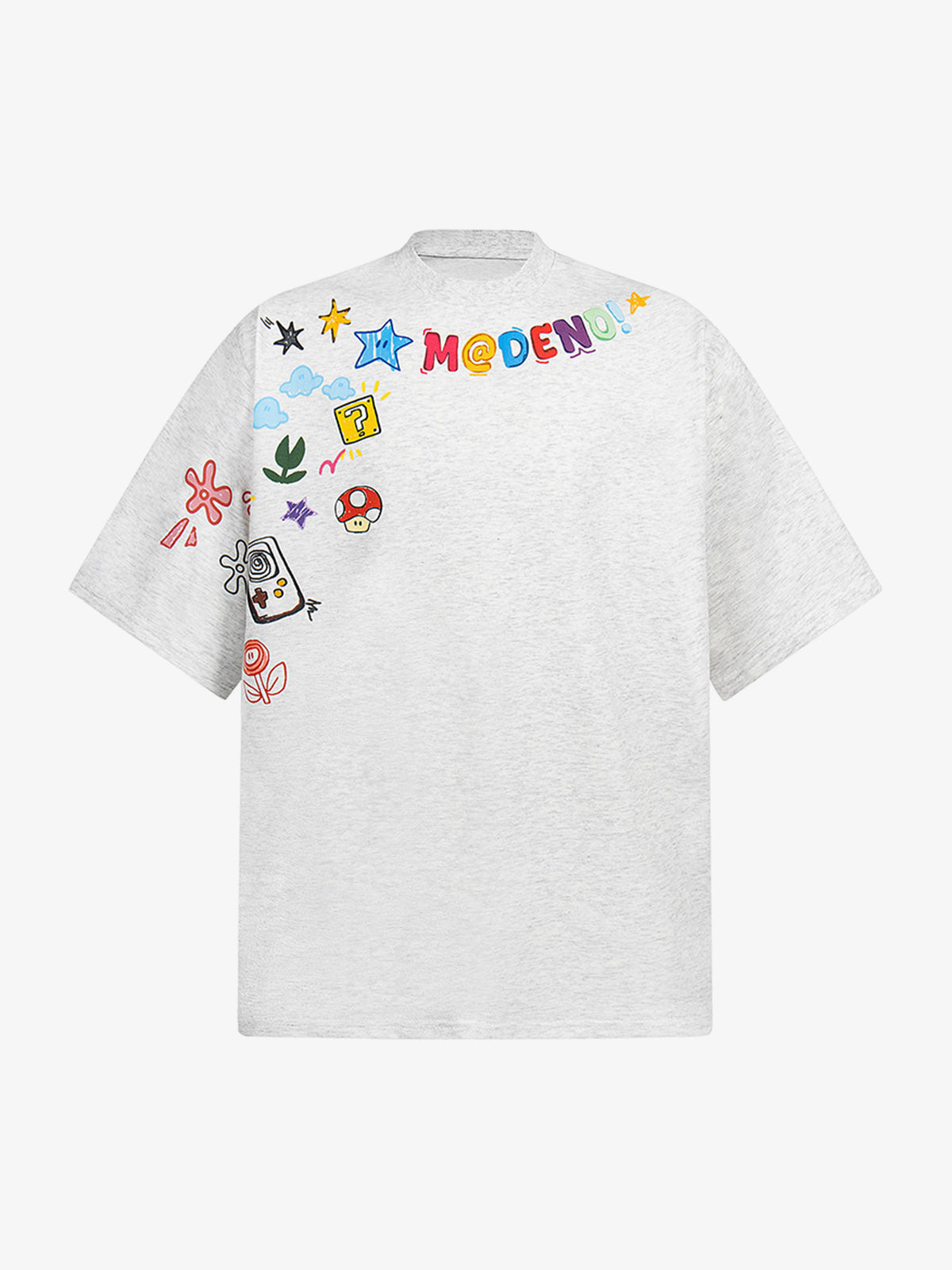 Doodle T-Shirt – Grau meliert, Vorderansicht | XoKool