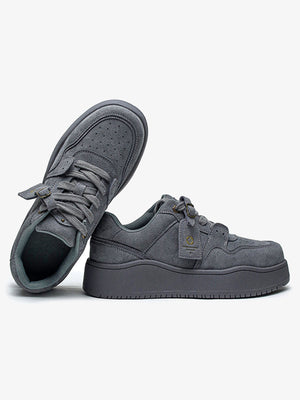 Burgundy or Grey Suede-Look Platform Sneakers – Grey pair, one on side | XoKool