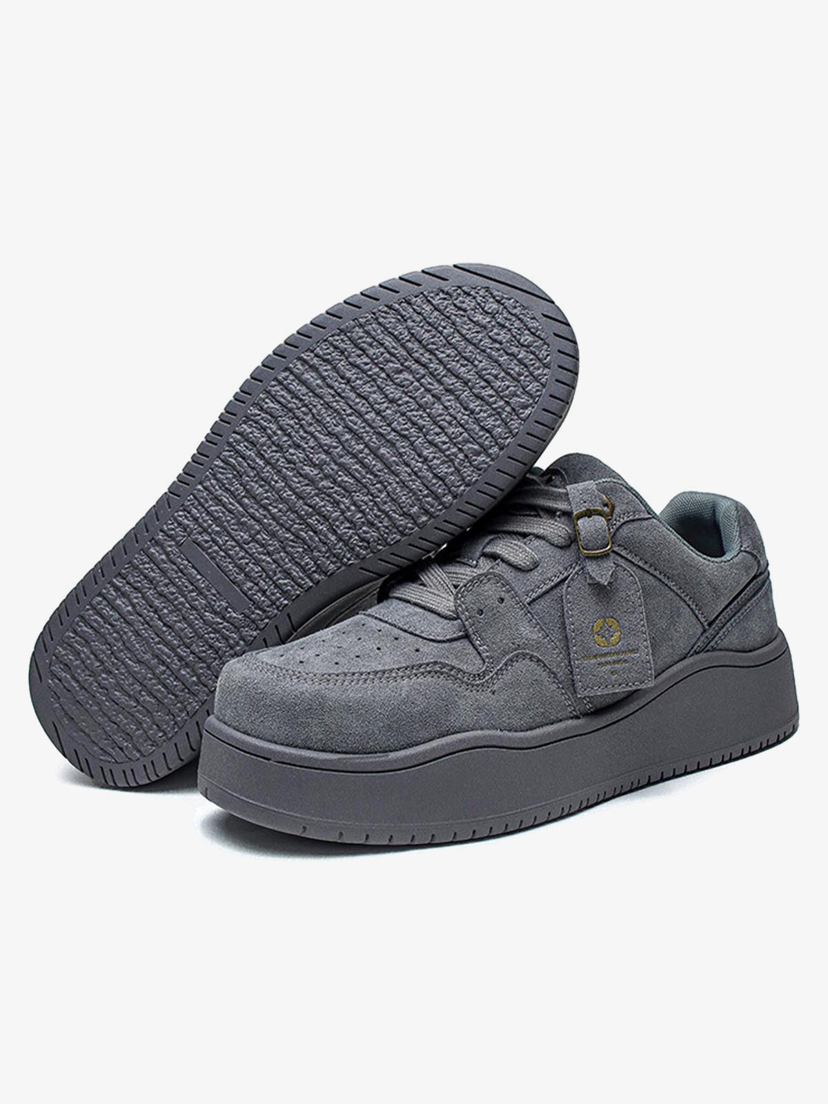 Burgundy or Grey Suede-Look Platform Sneakers – Grey with sole | XoKool