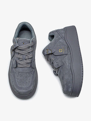 Suede-look platform sneakers – Grey pair, top/side | XoKool
