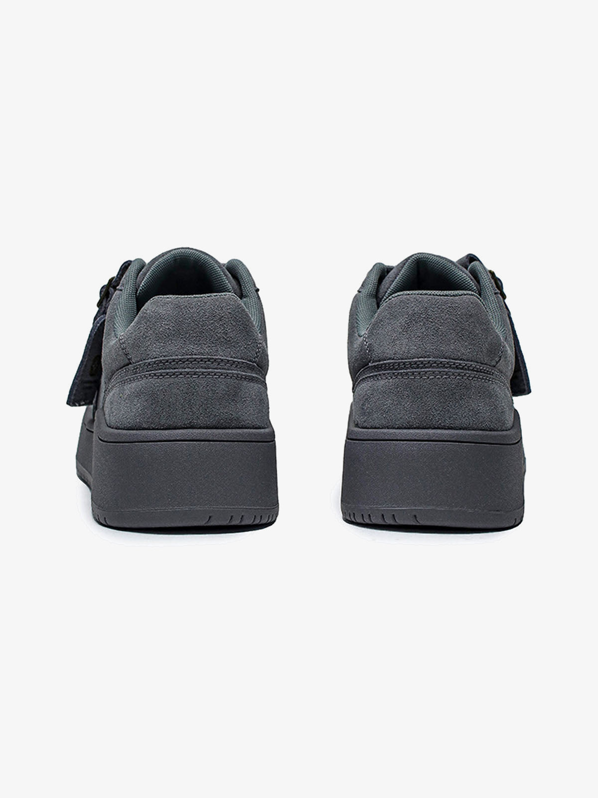Suede-look platform sneakers – Grey pair, back view | XoKool