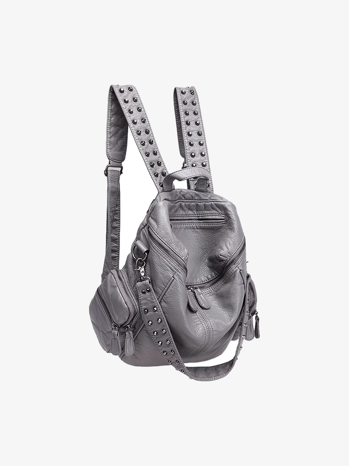 Rucksack mit Nieten – Grau, Detail der Nietengurte | XoKool