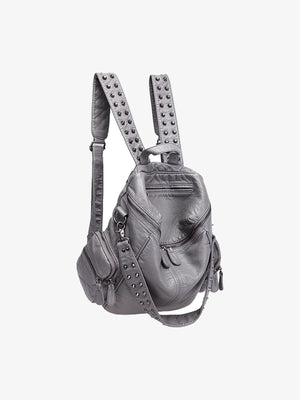 Rucksack mit Nieten – Grau, Detail der Nietengurte | XoKool