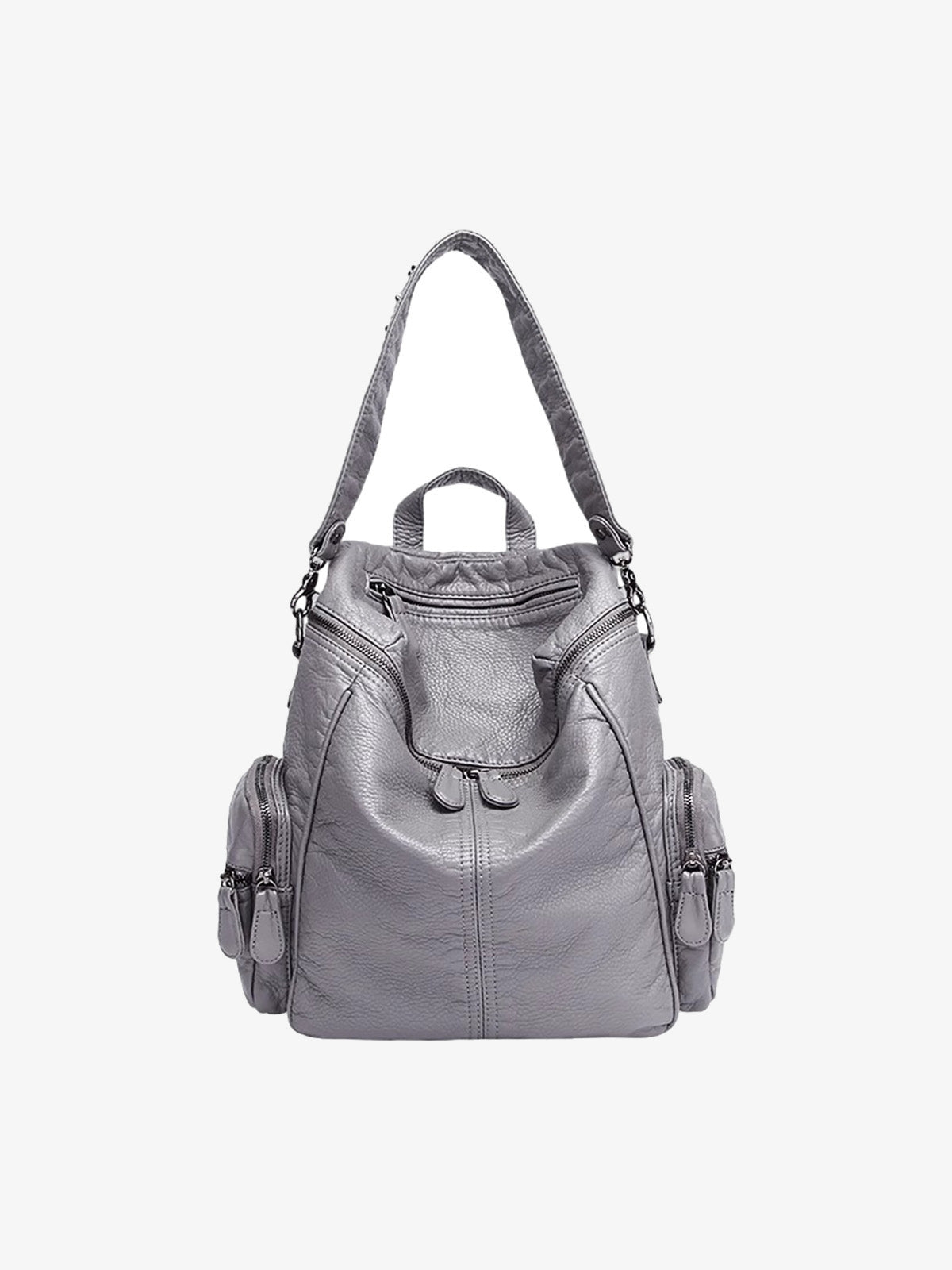 Rucksack mit Nieten – Grau, Vorderseite mit Tragegriff | XoKool