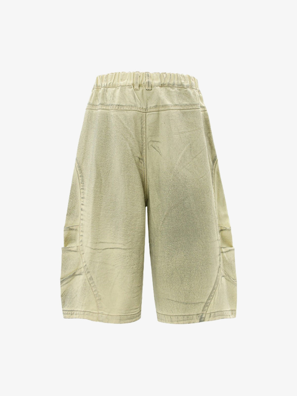 Cremefarbene Wide Leg Jorts mit bestickten Taschen – Rückansicht | XoKool