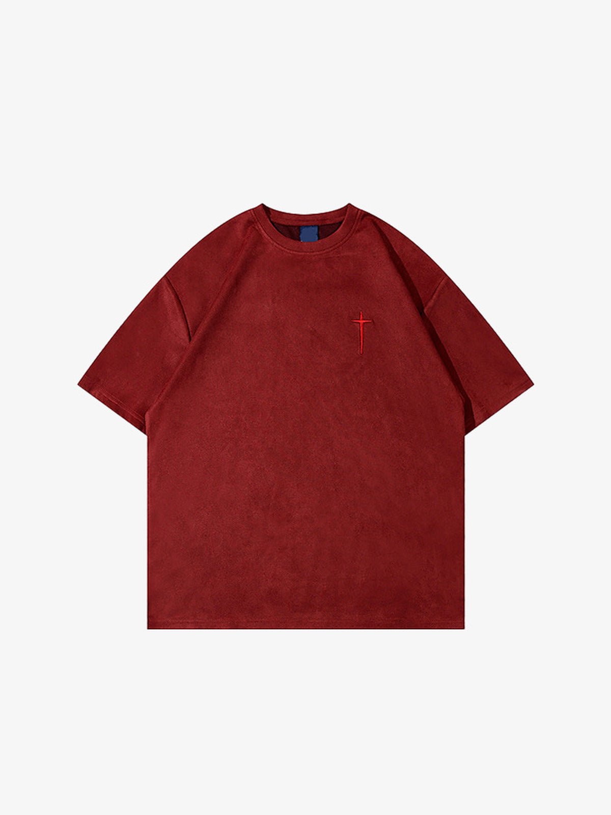 Suede-look cross tee – Red, front view | XoKool