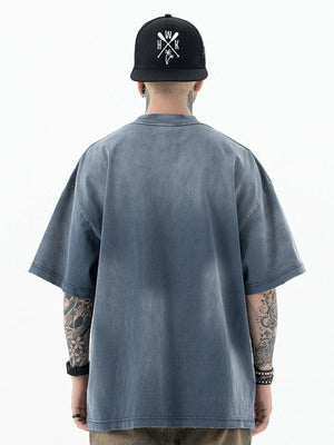 Sun Faded Boxy T-Shirt – Blau, am Model von hinten | XoKool