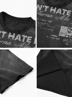 Graphic T-Shirt mit Spruch – Nahaufnahmen von Print, Kragen und Saum | XoKool