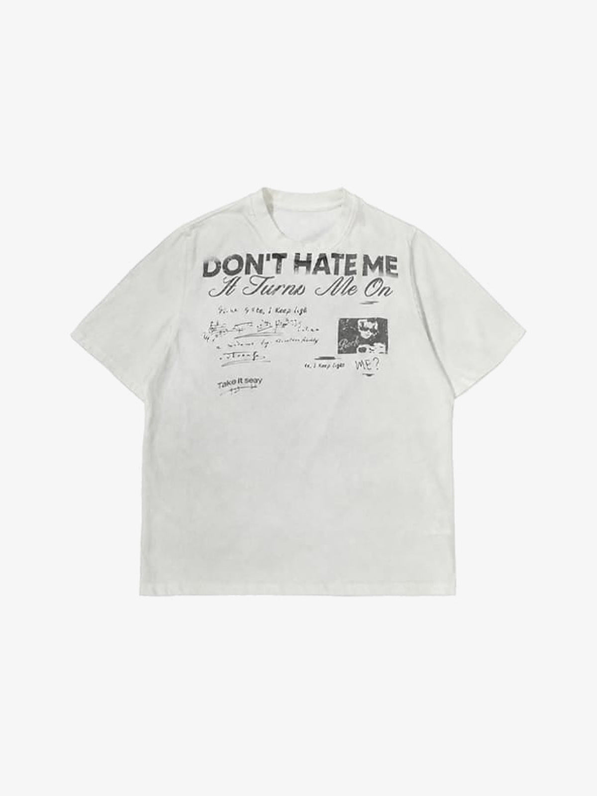 Sun Faded Oversized Graphic T-Shirt mit Spruch – Weiß, Vorderansicht | XoKool
