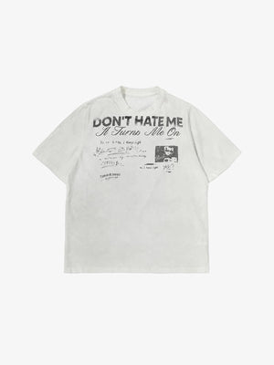 Sun Faded Oversized Graphic T-Shirt mit Spruch – Weiß, Vorderansicht | XoKool