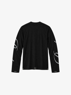 Thermal Long Sleeve Shirt with Pierced Lips Print – Black, back | XoKool