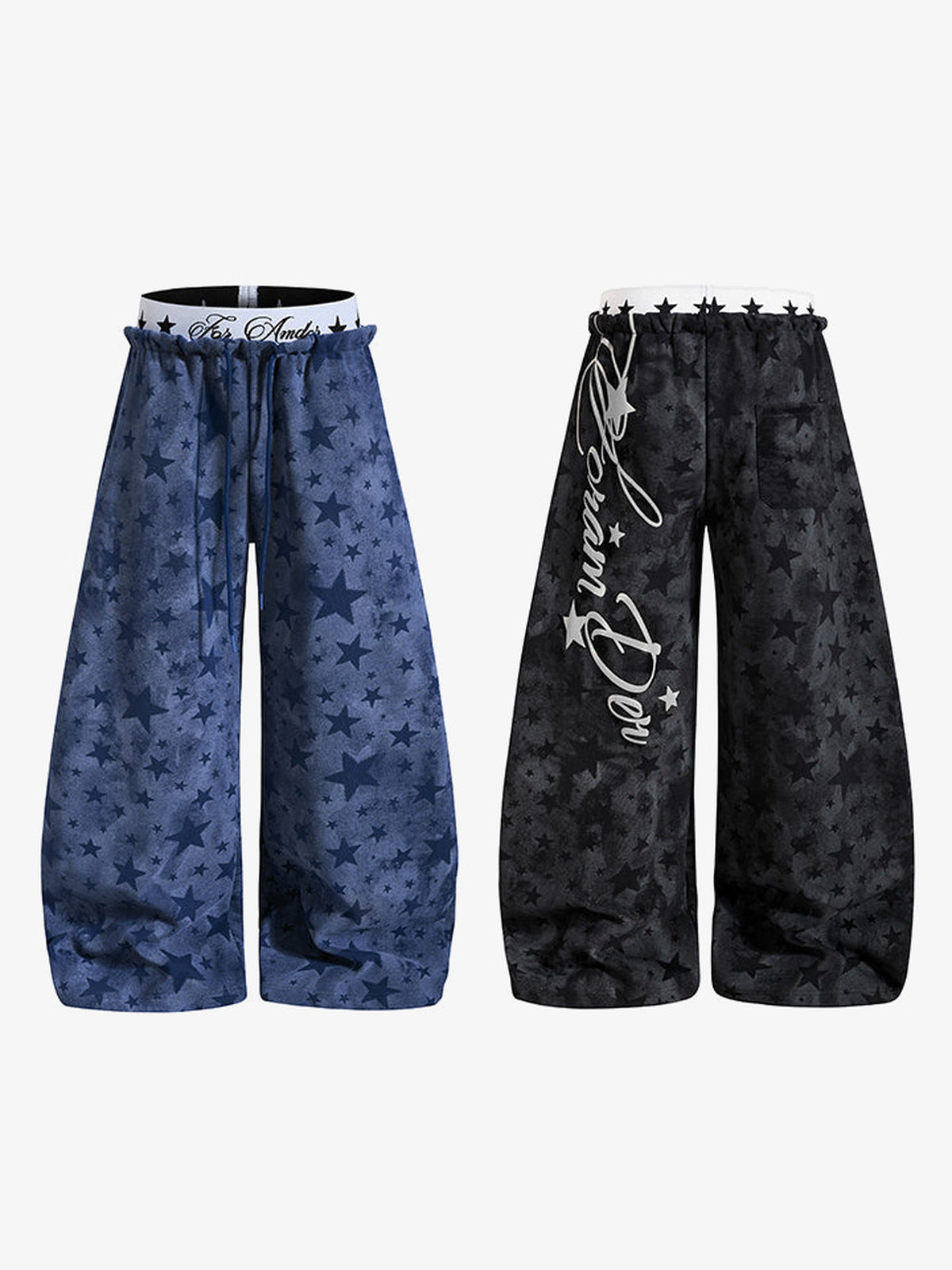 Star sweatpants – Blue and Black (script) together | XoKool
