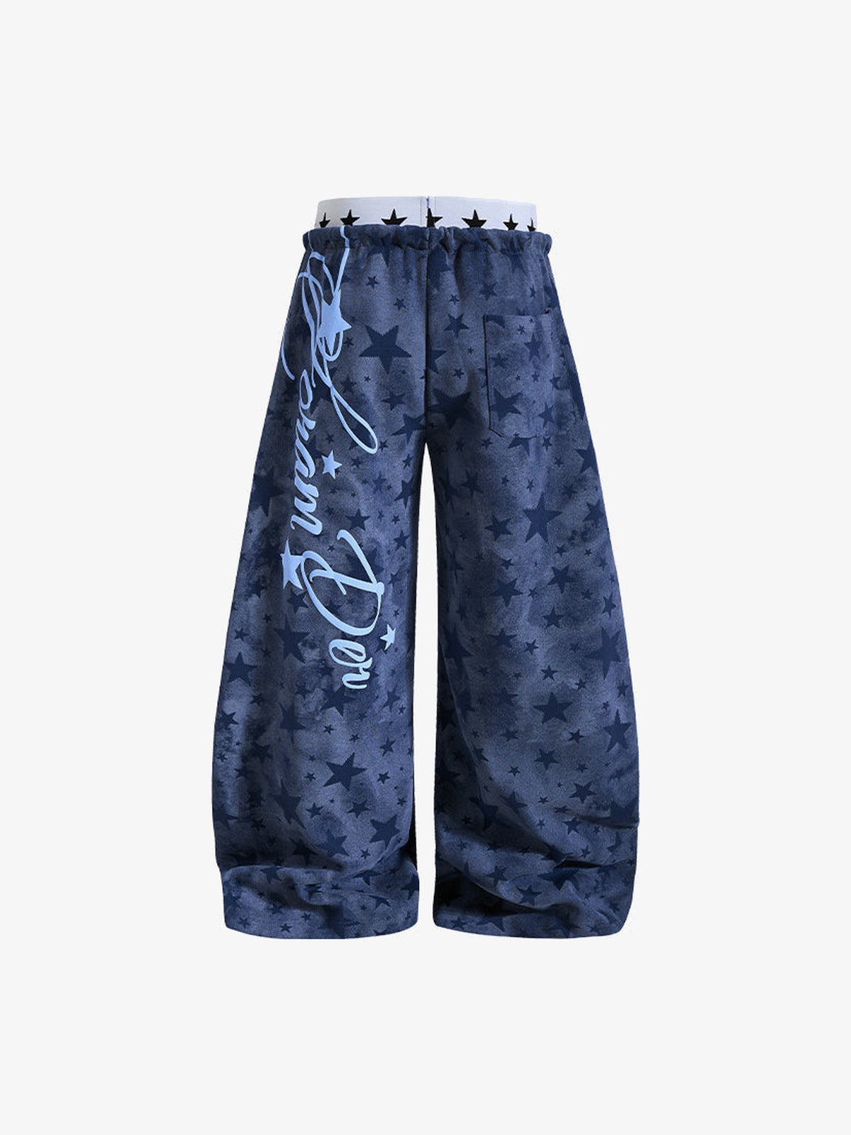 Star sweatpants – Blue, front flat with script | XoKool