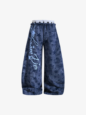 Star sweatpants – Blue, front flat with script | XoKool