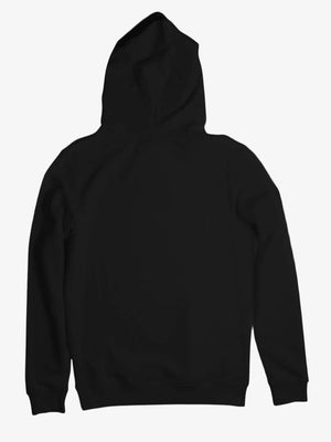 Black Graphic Hoodie with Sticker-Style Chest Art – back view | XoKool