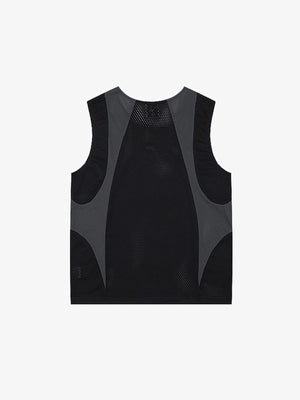 Mesh tank top – Black/Grey, back flat | XoKool